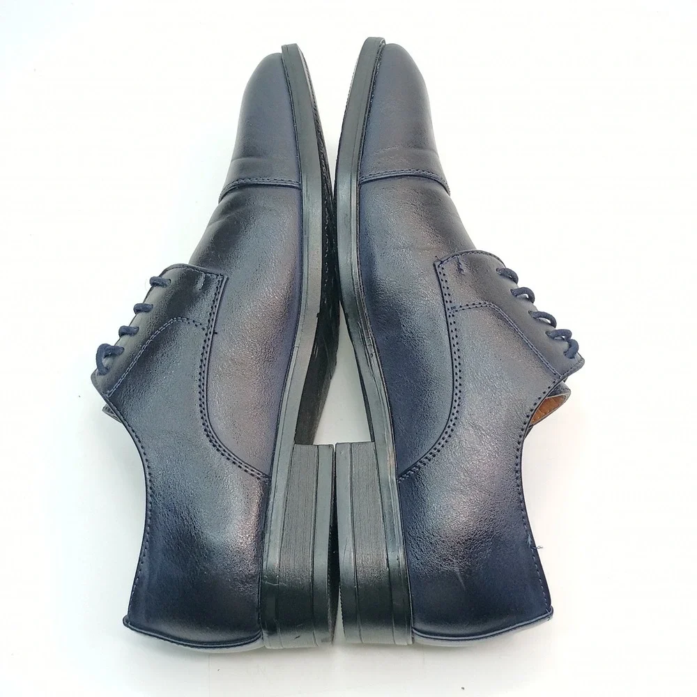Alain Dupetit Powder‎ 01 Oxford Men Size 8 Navy Blue Cap Toe Dress Shoes